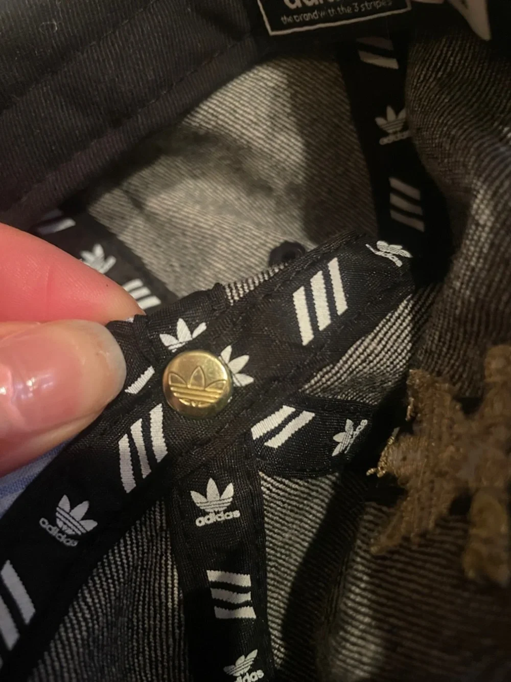 Adidas Trefoil Hat Black Denim Gold Logo Baseball Cap Adjustable Streetwear